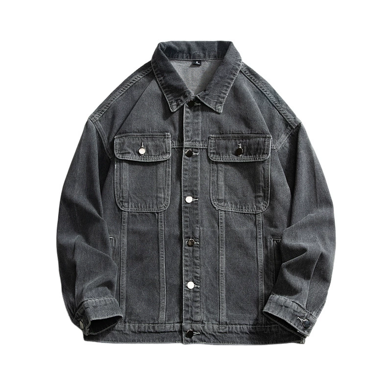 厂家直销年轻男士洗水牛仔外套，宽松版型单排扣设计，春秋季休闲日常，耐磨面料免烫处理