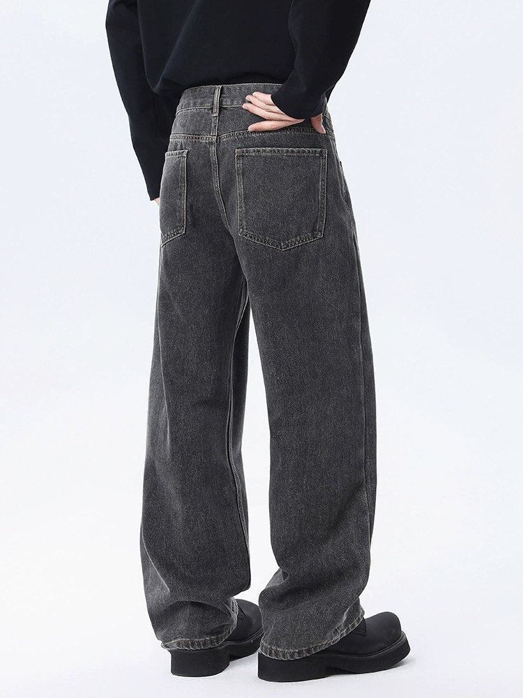 厂家直销男士复古水洗牛仔裤，宽松直筒长裤，秋季休闲，时尚潮流【莱客】