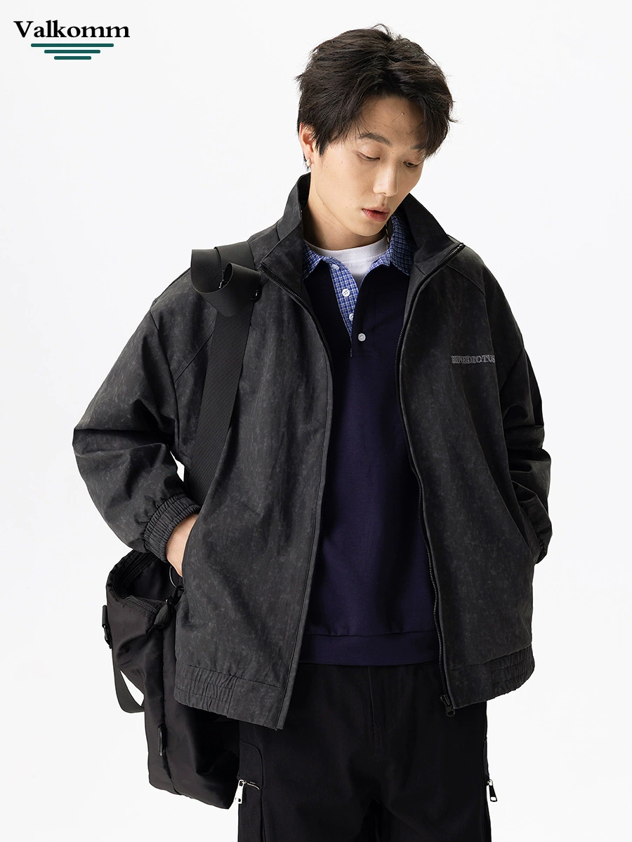 厂家直销男士宽松高档飞行夹克，复古潮流牛仔外套，春秋季休闲风格，耐磨刺绣设计