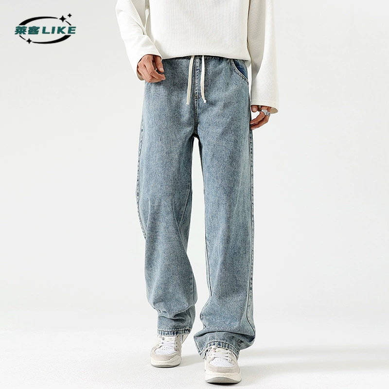 厂家直销男士修身复古牛仔裤，直筒设计，夏季休闲风格，水洗处理，适合日常穿着
