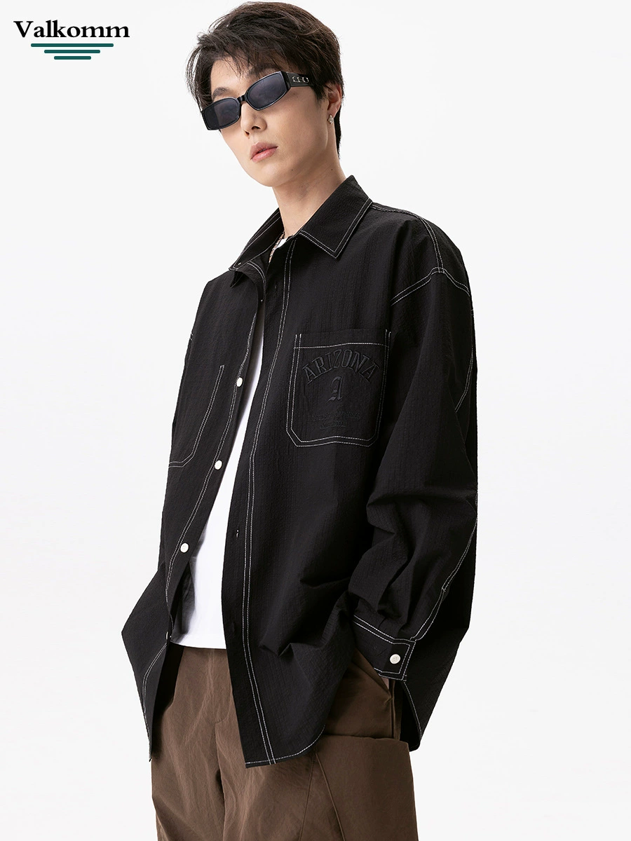 厂家直销男士透气刺绣宽松牛仔外套，春秋休闲薄款高街风格