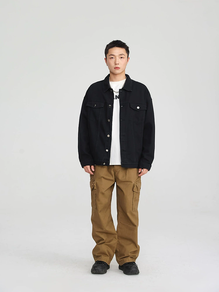 厂家直销男士宽松休闲牛仔外套，冬季时尚都市微阔设计，耐磨加厚版型，免烫工艺，适合休闲场合