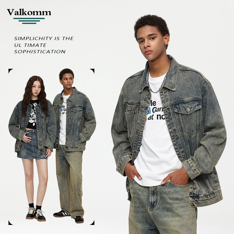 厂家直销青年男士宽松加厚牛仔外套，休闲高街风，耐磨保暖设计