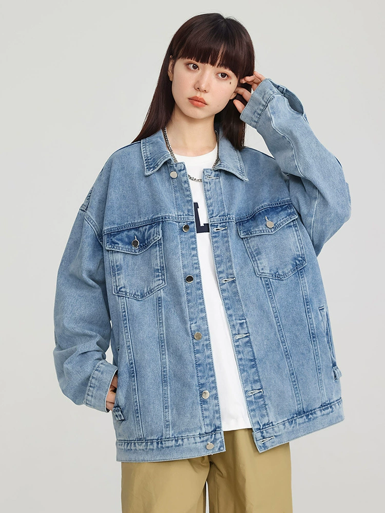 厂家直销男士宽松透气牛仔外套，复古简约设计，休闲风格，适合春秋季。