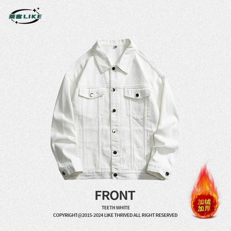 厂家直销青年宽松牛仔外套，简约设计，多口袋，春秋日常，免烫处理