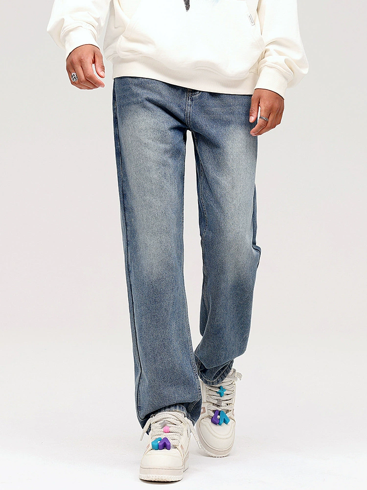 厂家直销男士宽松水洗长裤，休闲风格直筒牛仔裤，秋季流行，超多口袋设计。