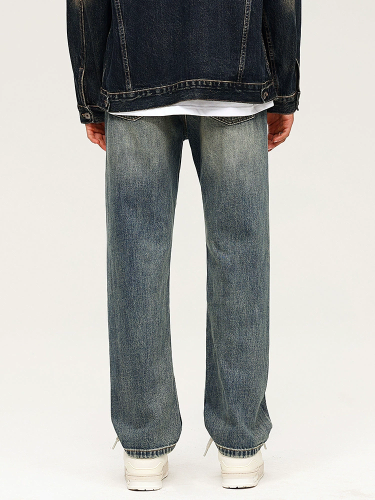 厂家直销男士复古风宽松牛仔裤，水洗直筒设计，春秋日常穿搭，经典时尚款式