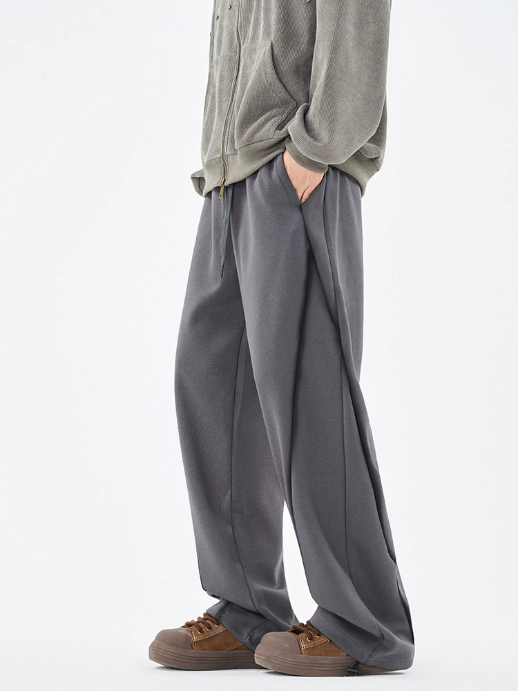 高品质青年宽松休闲牛仔裤，春秋款，纯色拼接直筒设计，免烫透气，适合户外运动