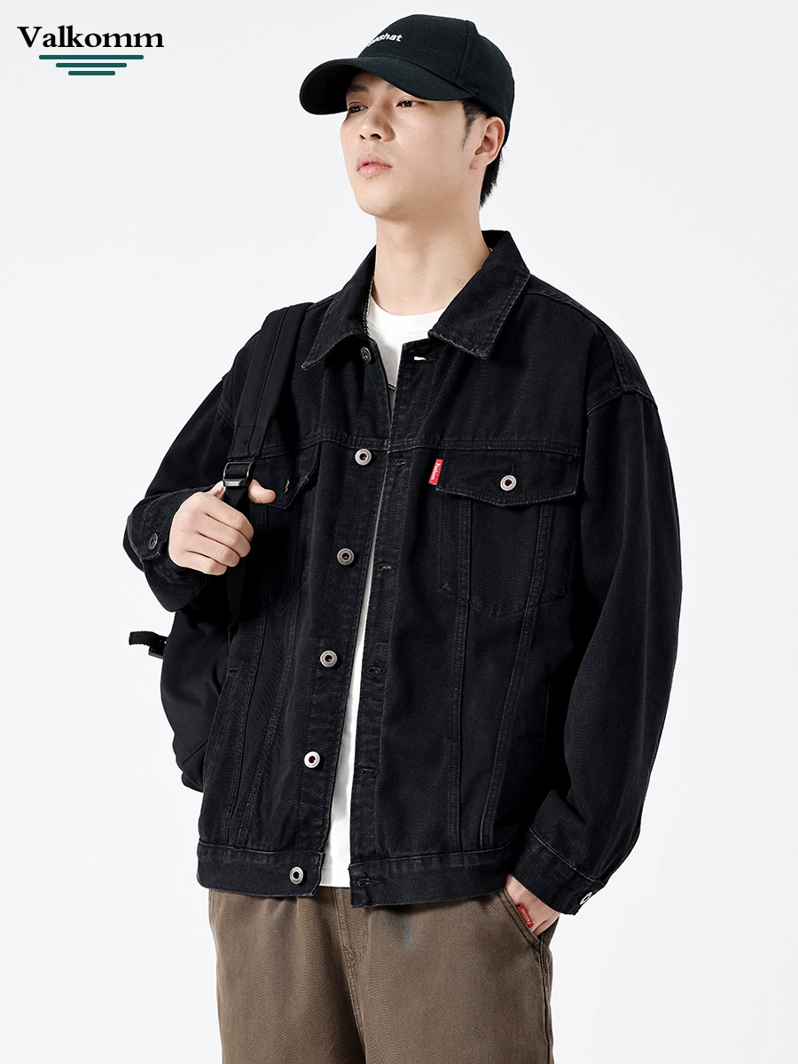 厂家直销男士宽松水洗牛仔外套，经典复古设计，适合四季休闲，防风透气，多口袋款式