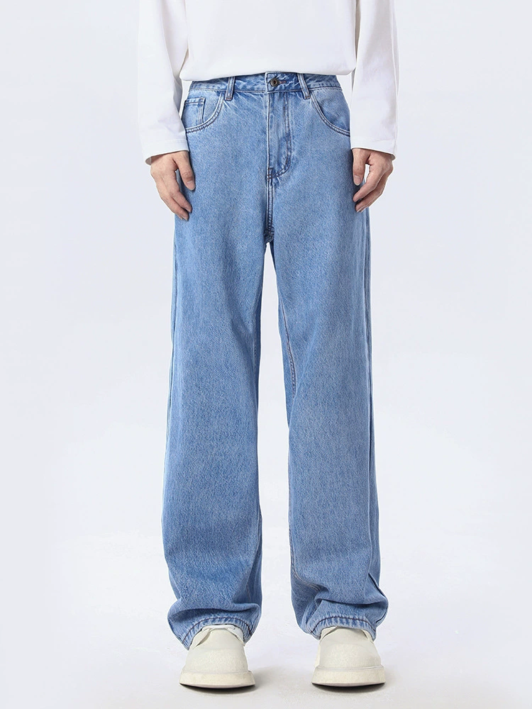 厂家直销男士复古水洗舒适牛仔裤，宽松直筒版型，秋季休闲长裤