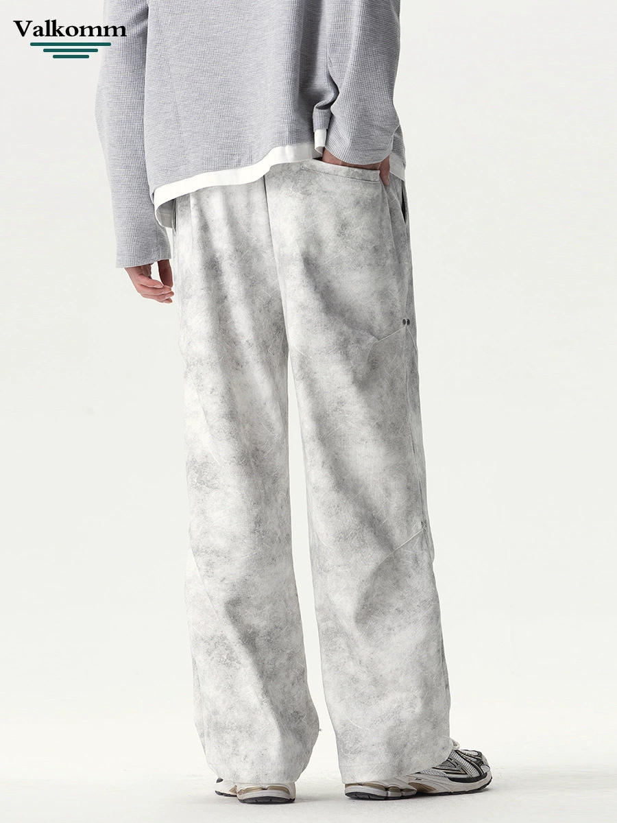 厂家直销男士宽松褶皱设计牛仔裤，休闲时尚直筒，春秋季，多口袋耐磨