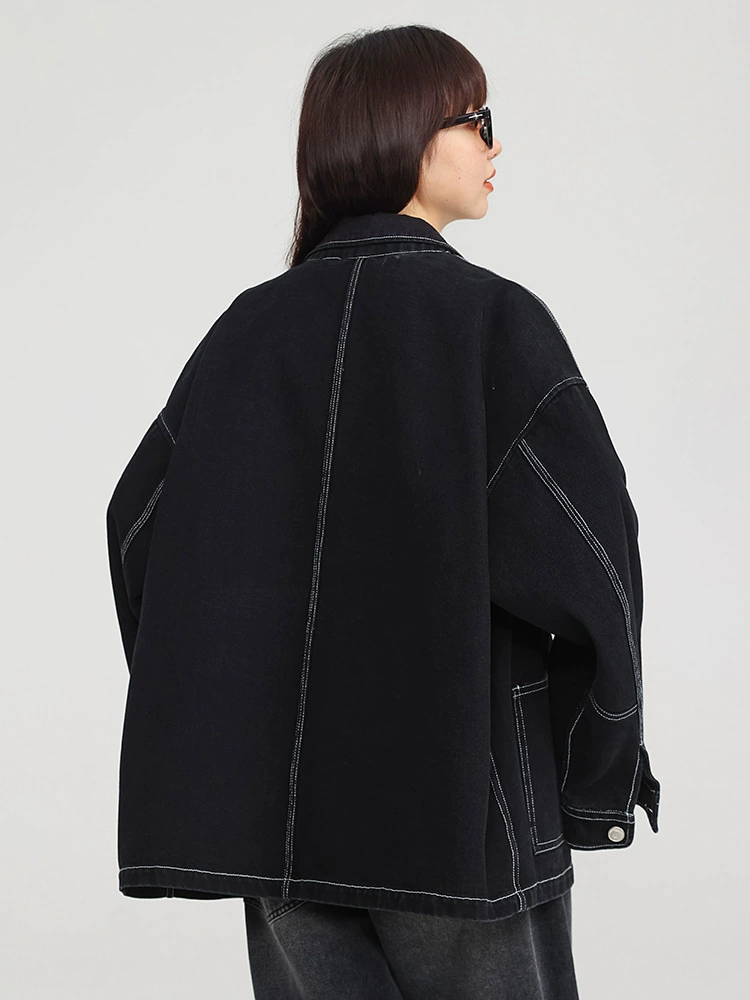 厂家直销青年宽松水洗牛仔外套，春秋休闲款，透气耐磨防风设计