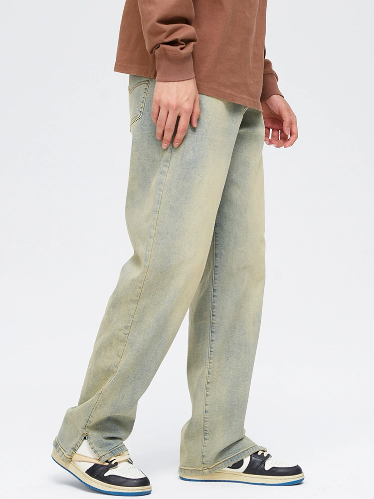 厂家直销青年男士水洗宽松直筒牛仔裤，夏季休闲，弹力透气设计