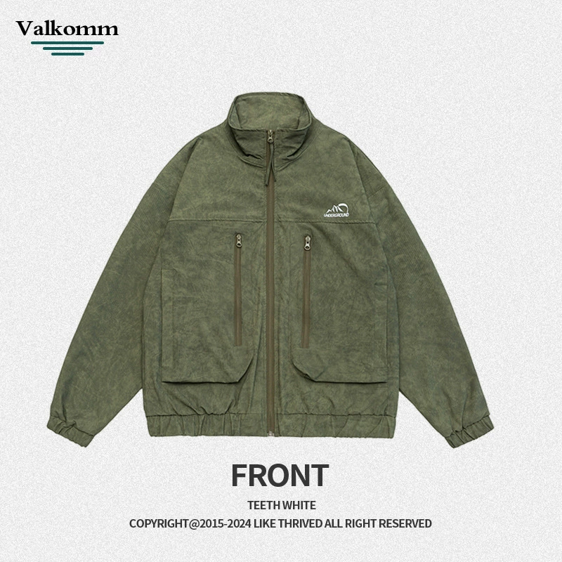 厂家直销男士宽松防风休闲牛仔外套，春秋季，多口袋刺绣设计，轻薄时尚潮牌