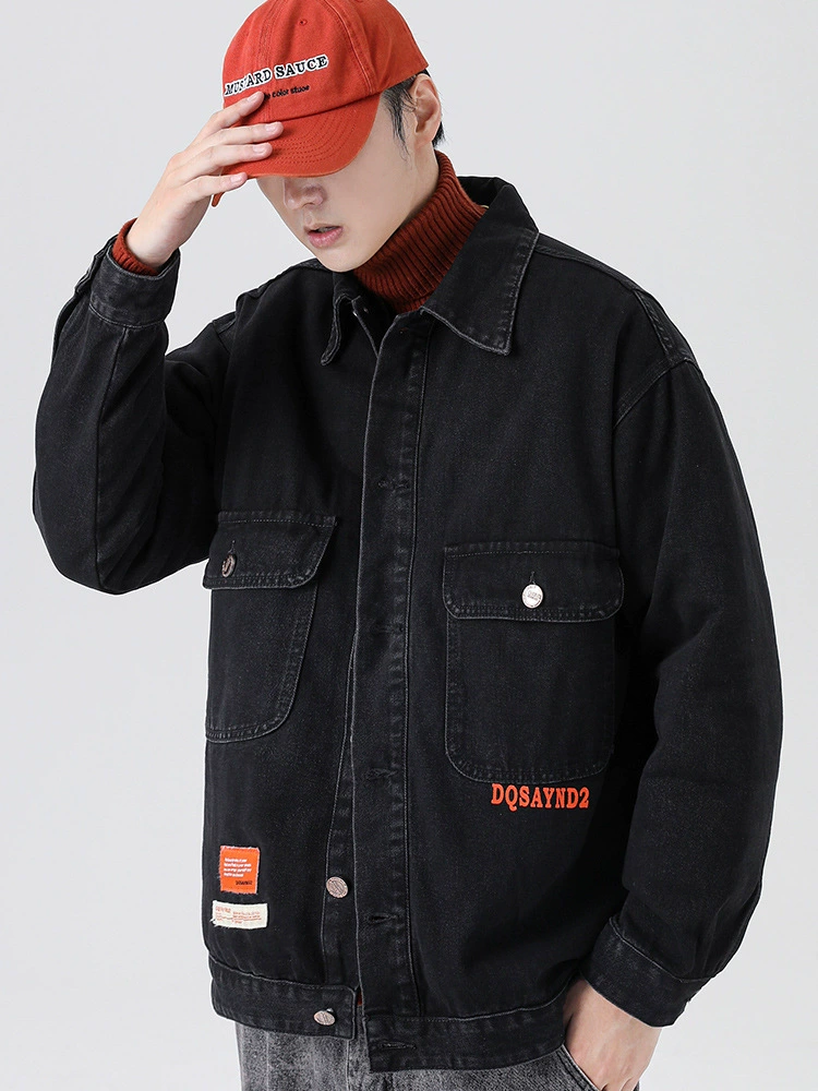 厂家直销青少年宽松牛仔外套，时尚百搭加绒加厚，冬季休闲风格，耐磨免烫处理