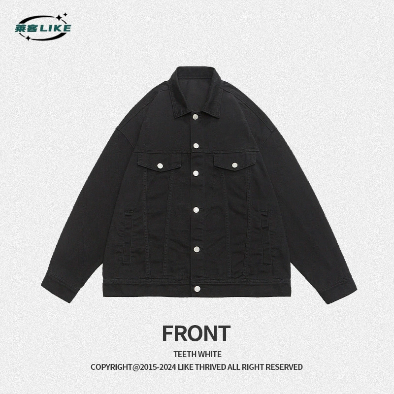 厂家直销男士宽松复古水洗牛仔外套，春秋季透气耐磨，时尚潮流设计