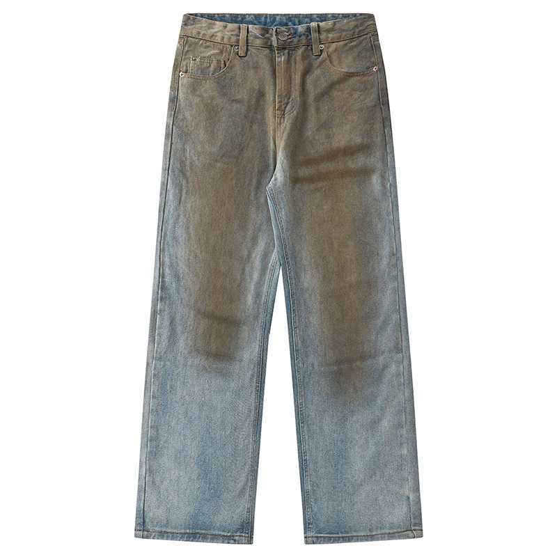 厂家直销青少年牛仔裤，做旧水洗手绘款，宽松直筒，春秋季休闲风格，显高显瘦长裤子