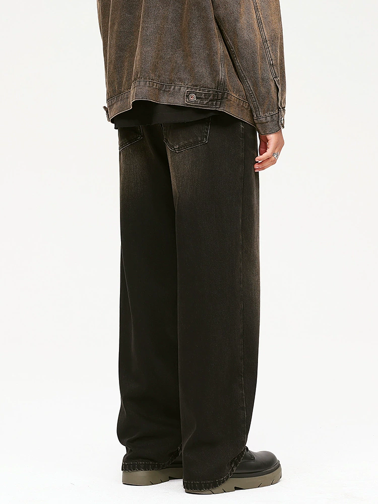 厂家直销男士复古水洗牛仔裤，宽松直筒设计，四季适用，日常潮流款式