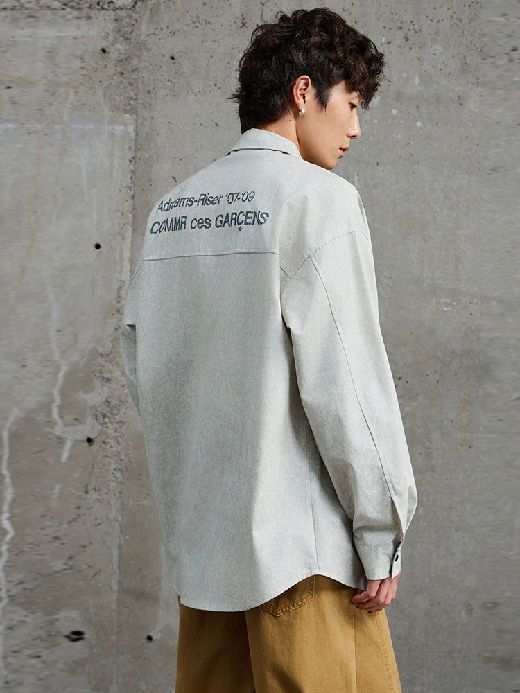 厂家直销男士宽松印花牛仔外套，春秋休闲风格，透气耐磨设计