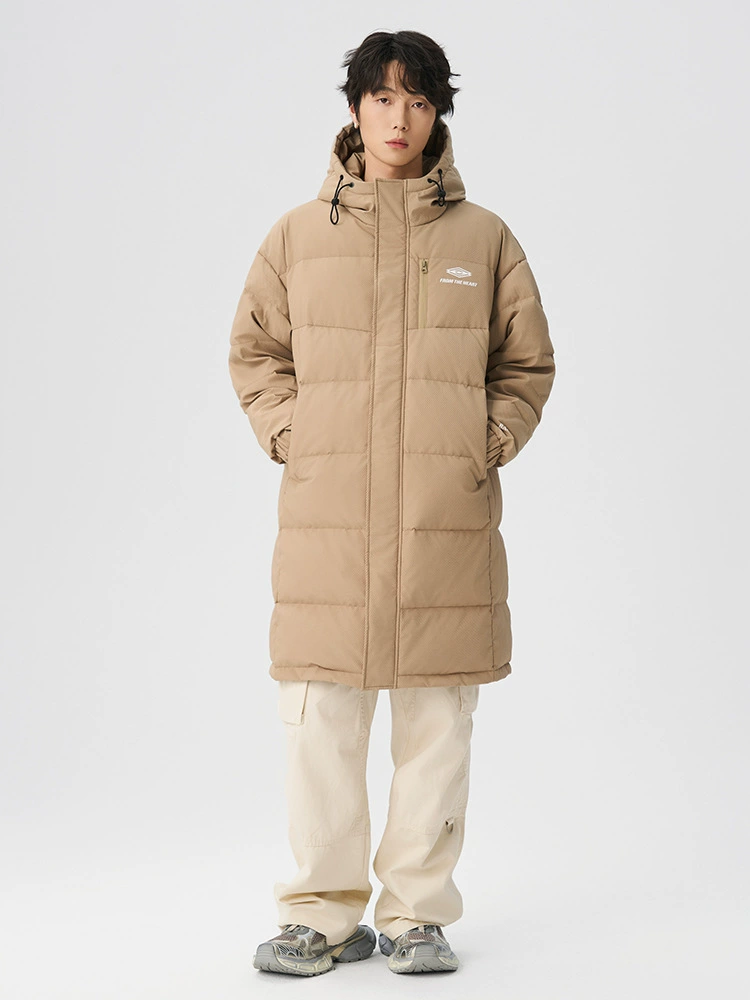 厂家直销男士加厚保暖羽绒服，宽松长款防寒外套，简约设计，冬季适用，多口袋防风功能