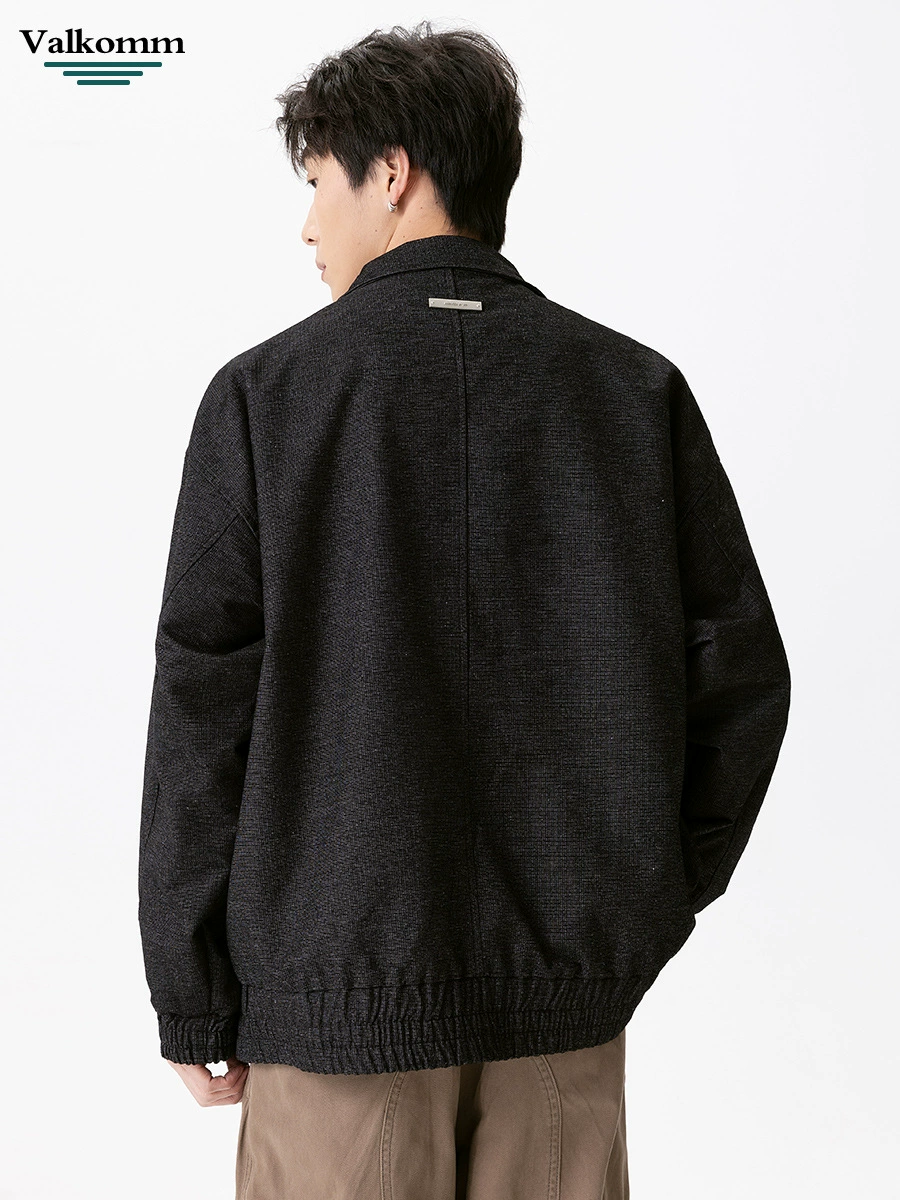 厂家直销男士宽松黑色复古牛仔外套，春秋休闲通勤款，耐磨刺绣设计