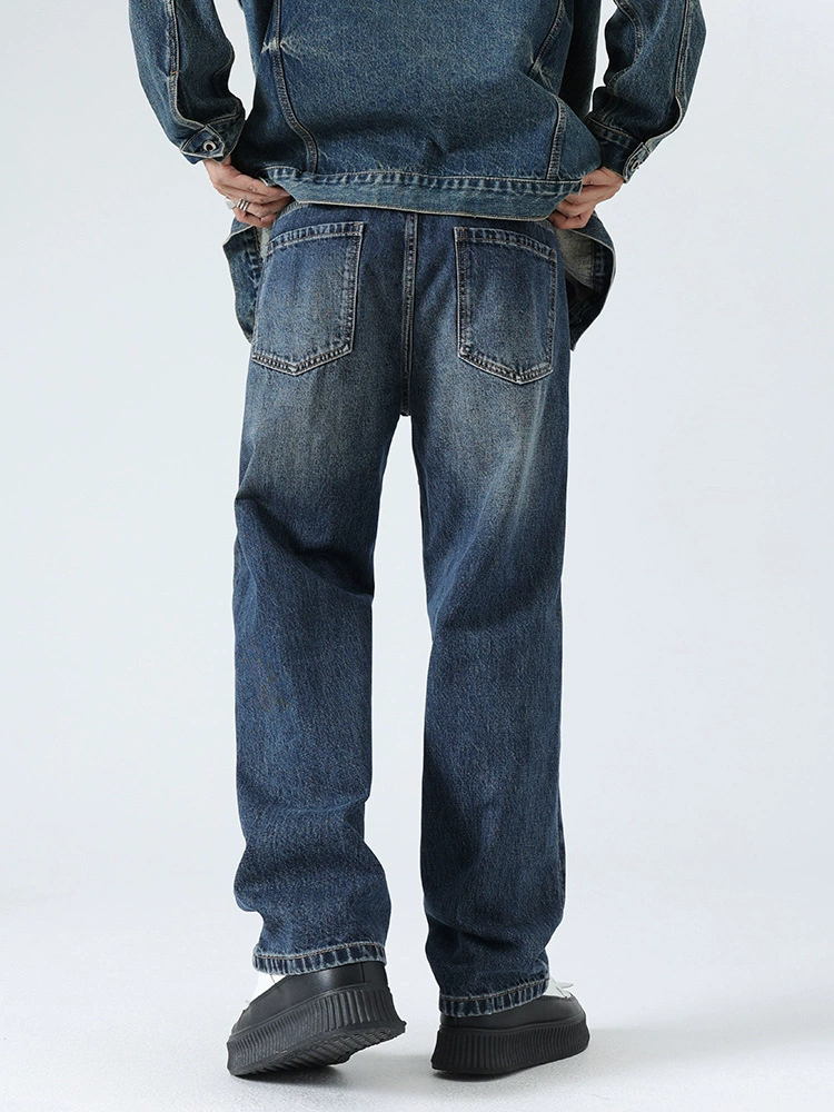 厂家直销男士宽松水洗牛仔裤，修身直筒设计，秋季休闲潮流长裤，打造高街时尚风格