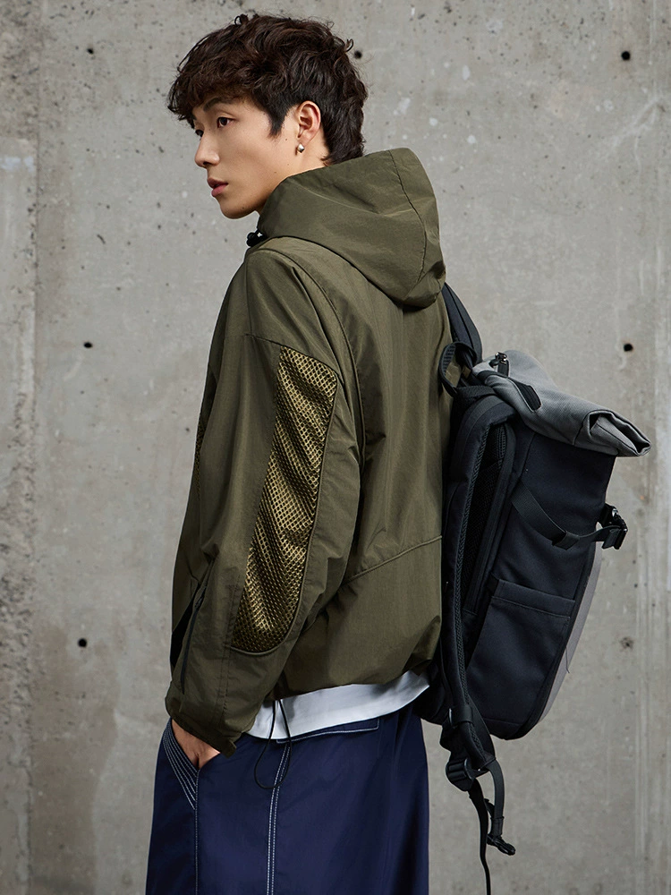 厂家直销青少年宽松拼接防风透气牛仔外套，春秋休闲，免烫处理多口袋设计