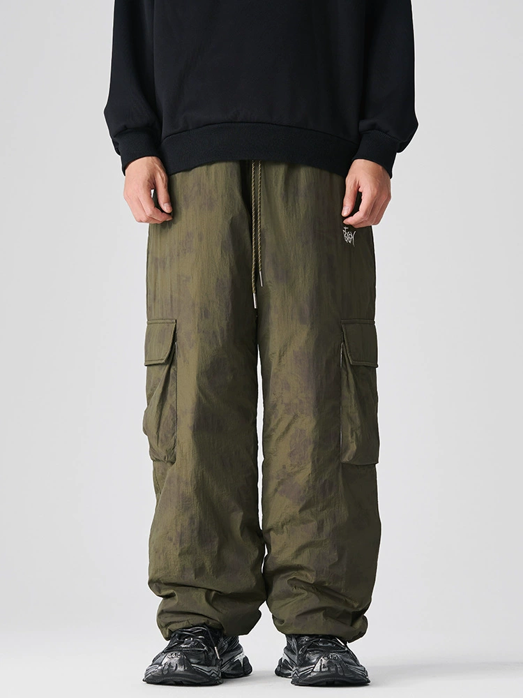 厂家直销男士宽松加厚多口袋工装裤，冬季休闲风格，美式复古直筒型