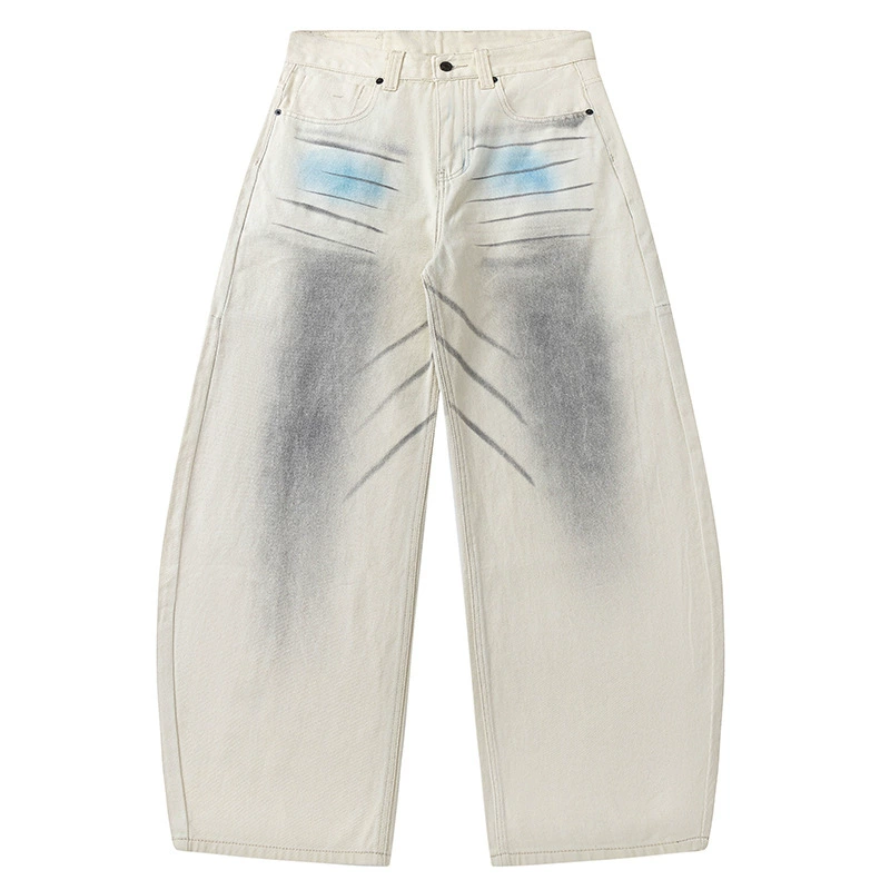 厂家直销男士手绘涂鸦水洗牛仔裤，直筒型，春秋休闲，青春流行风格