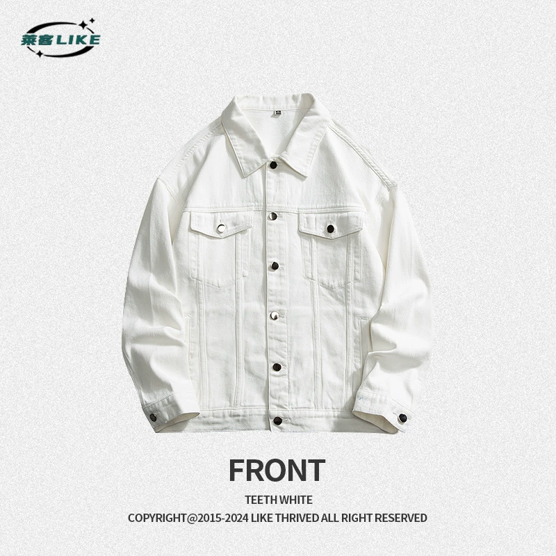 厂家直销青年宽松牛仔外套，简约设计，多口袋，春秋日常，免烫处理