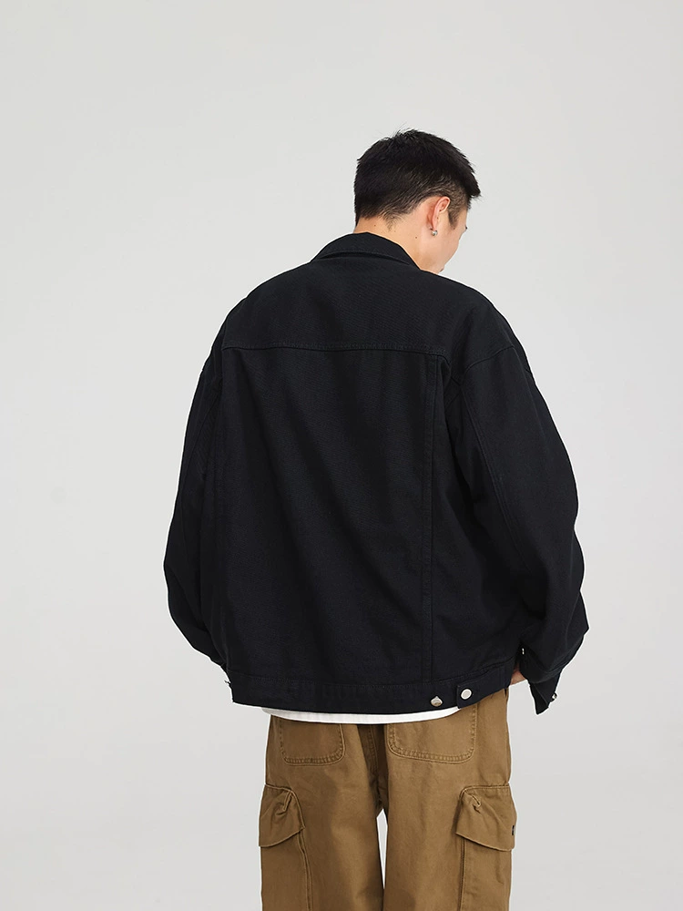 厂家直销男士休闲宽松牛仔外套加厚保暖，多口袋设计，冬季时尚都市，耐磨免烫处理