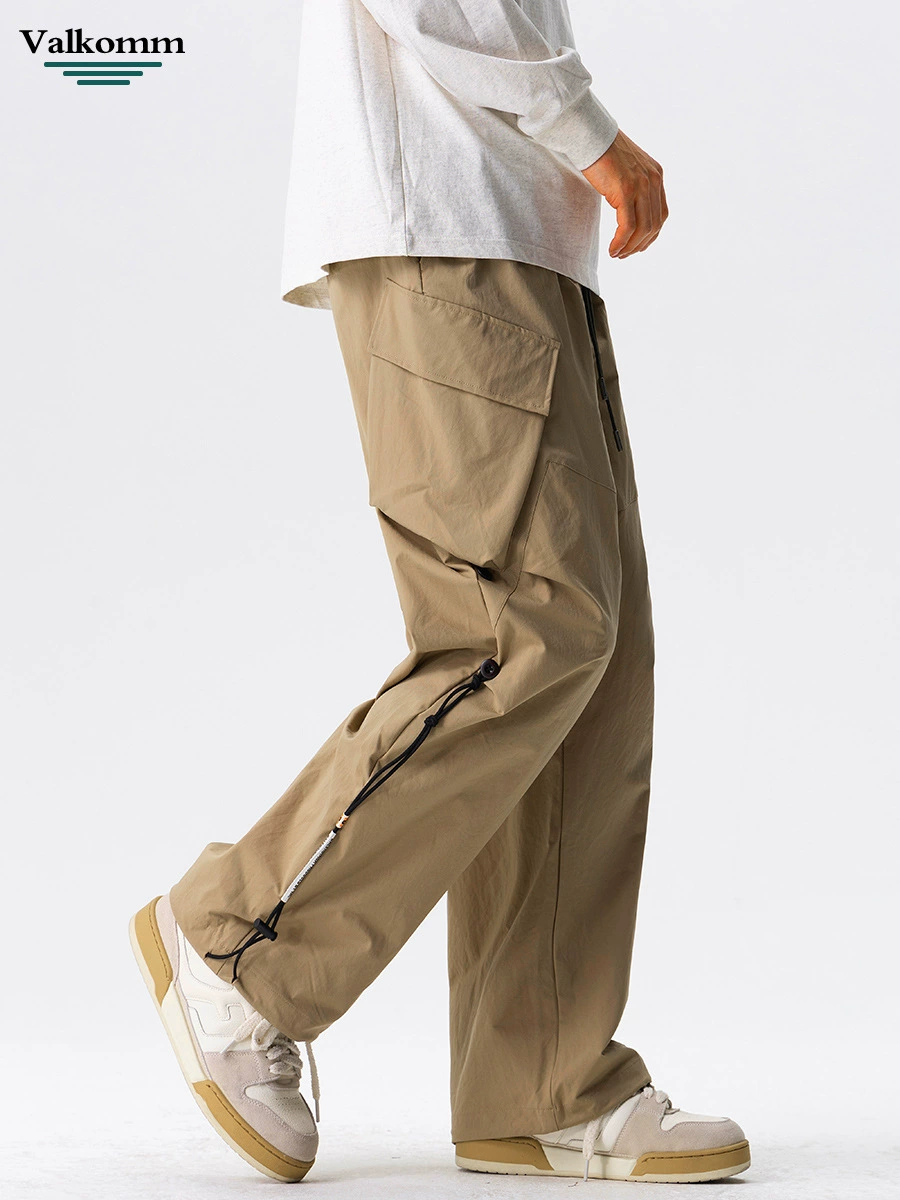 厂家直销男士宽松工装裤，秋季高街潮流直筒设计，休闲风格，多口袋印花长裤
