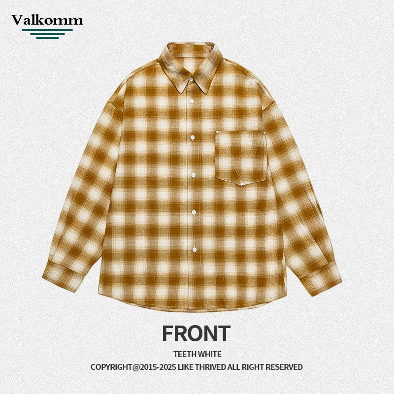 厂家直销男士宽松拼色格子牛仔外套，秋冬休闲款，透气可机洗设计