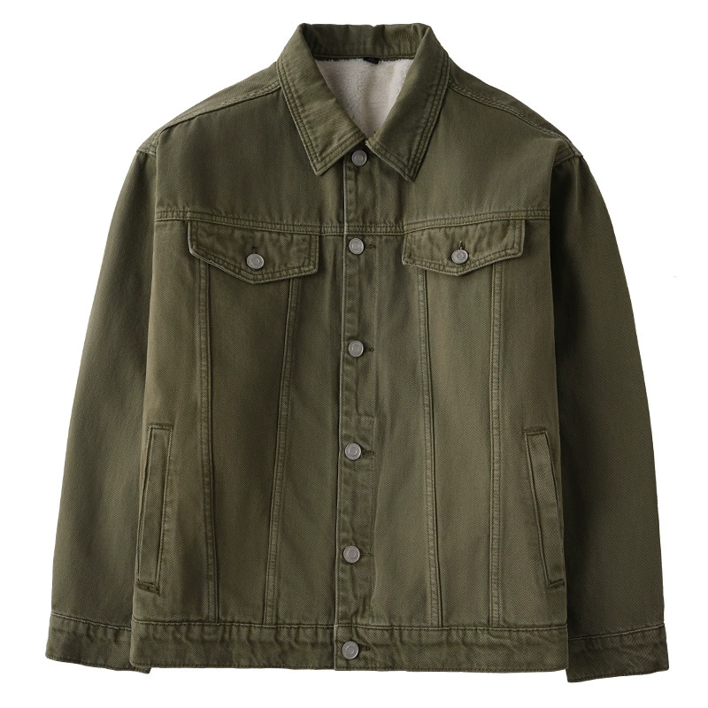 厂家直销男士修身保暖冬季牛仔外套，日系潮流宽松夹克，耐磨休闲风格，适合青年穿搭