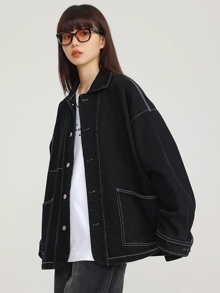 厂家直销青年宽松水洗牛仔外套，春秋休闲款，透气耐磨防风设计