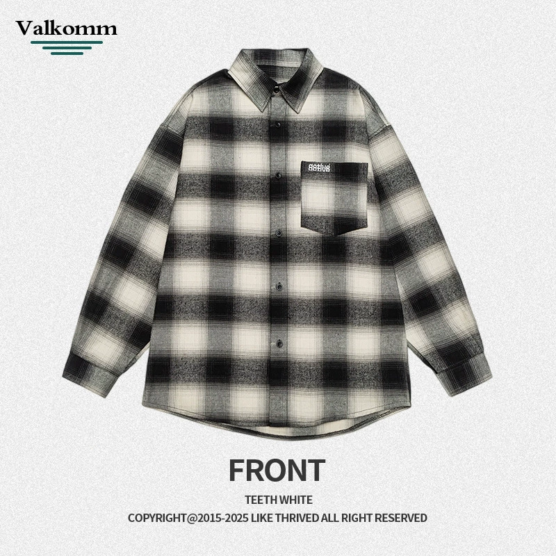 厂家直销女式宽松透气红色格子牛仔外套，秋冬休闲风格，拼色设计多口袋