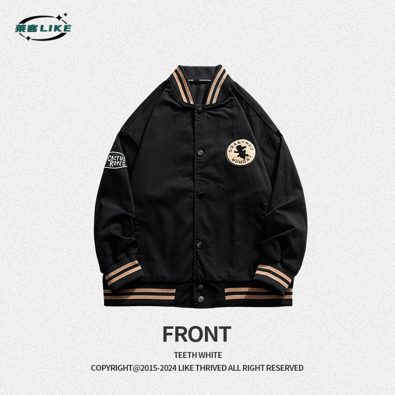 厂家直销男士宽松牛仔外套，拼色设计，春秋休闲夹克，耐磨面料，免烫处理