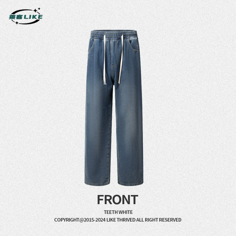 厂家直销男士修身复古牛仔裤，直筒设计，夏季休闲风格，水洗处理，适合日常穿着