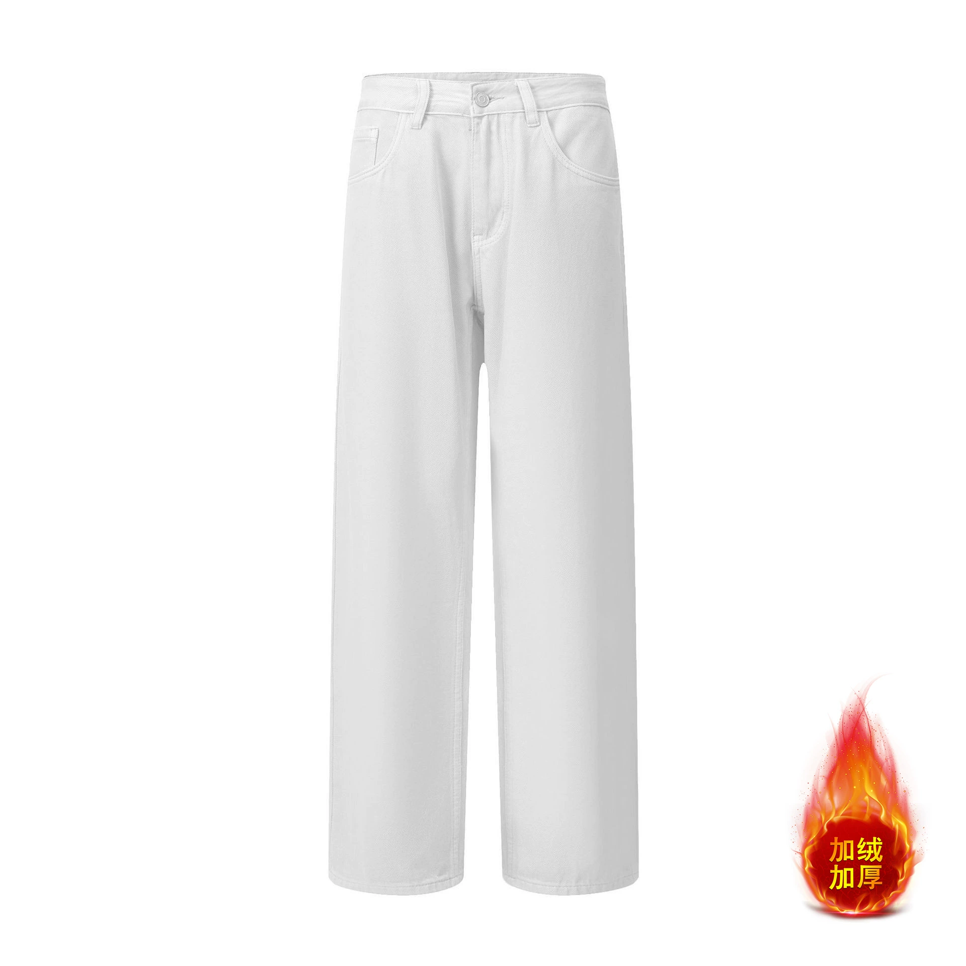 厂家直销男士加绒牛仔裤，修身直筒设计，四季适用，水洗工艺，青春流行款式
