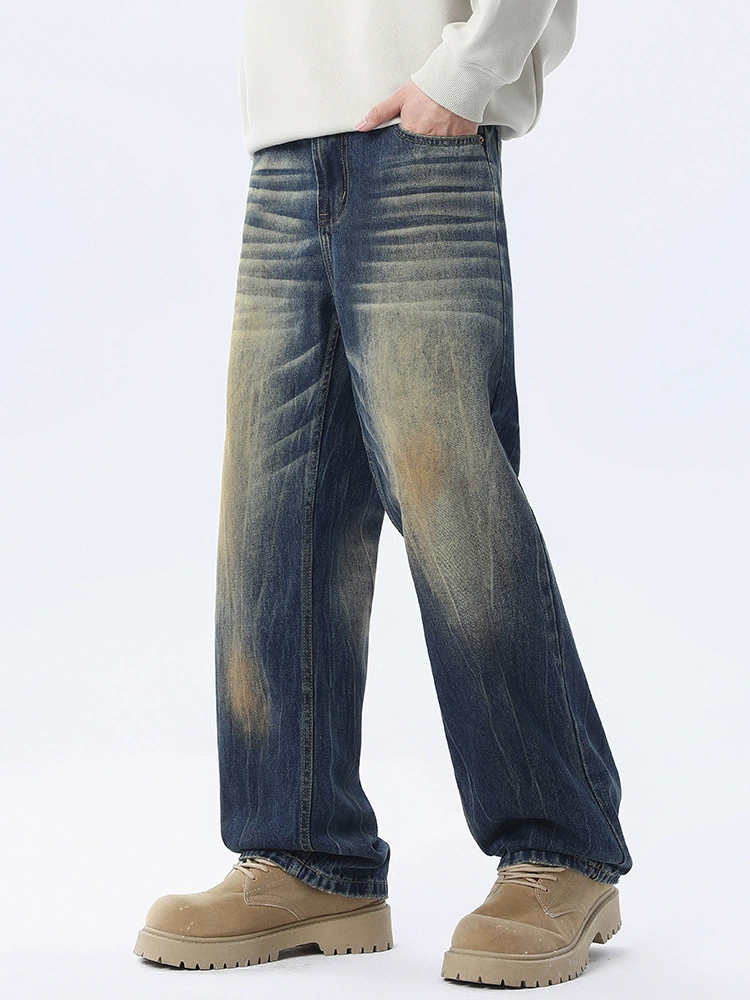 厂家直销青少年宽松水洗牛仔裤，春秋季休闲直筒款，简约复古风格