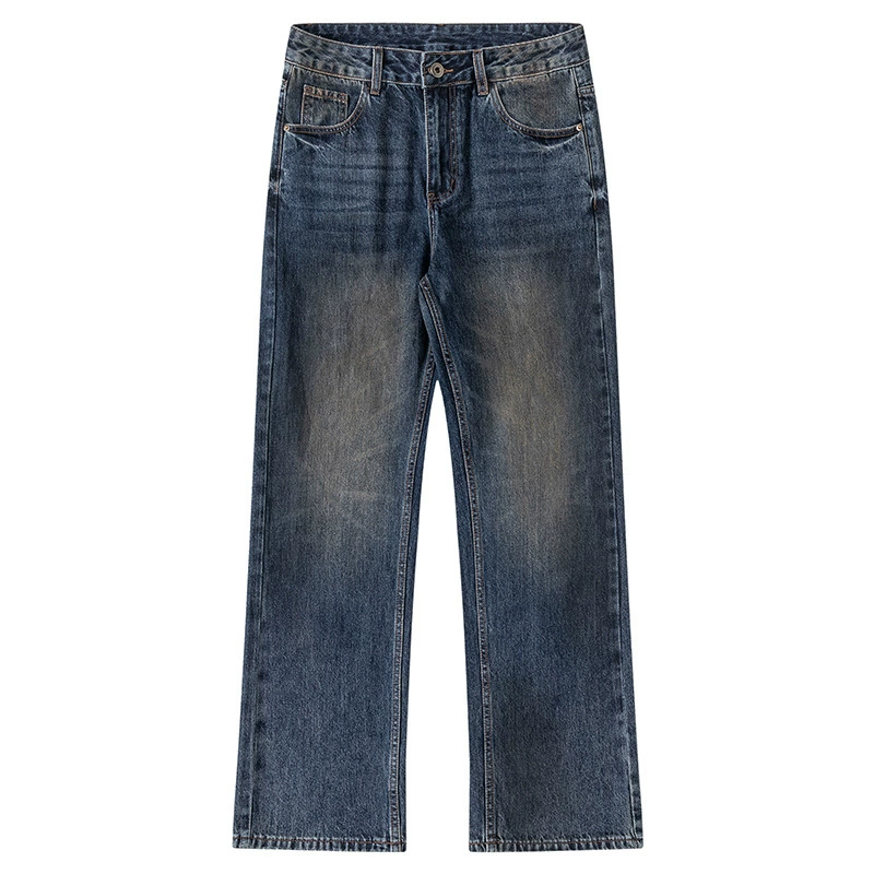 厂家直销男士宽松水洗脏脏牛仔裤，复古直筒长裤，春秋休闲风格，日常穿搭必备
