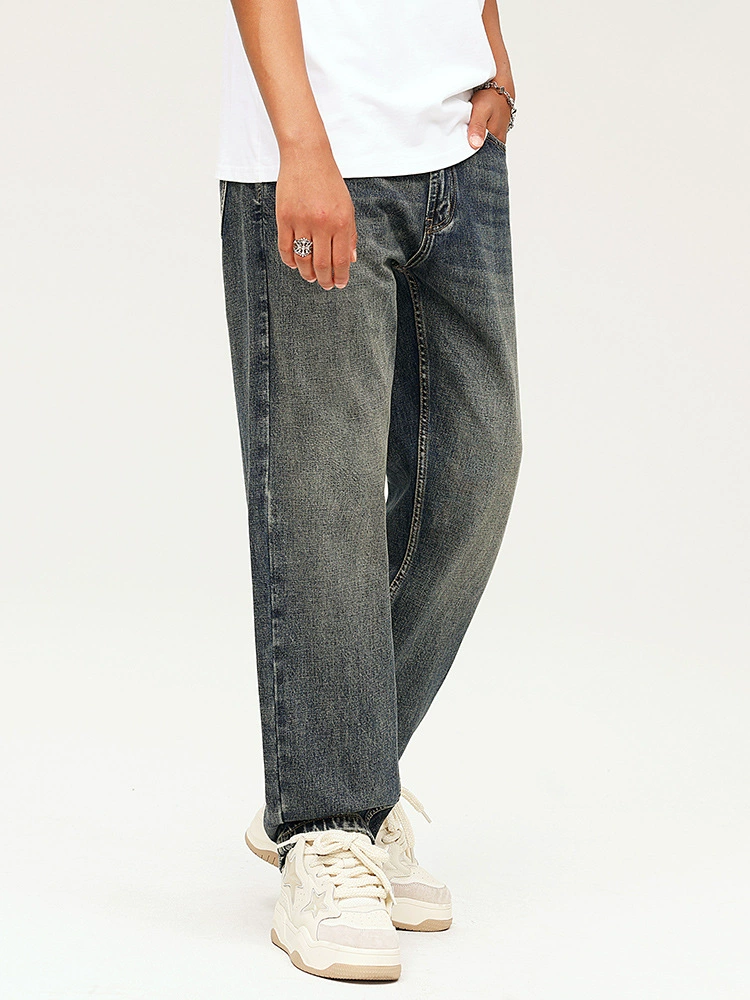 厂家直销男士复古水洗牛仔裤，宽松直筒款，四季休闲，适合青年日常穿搭