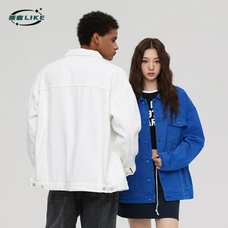 厂家直销青年宽松牛仔外套，简约设计，多口袋，春秋日常，免烫处理