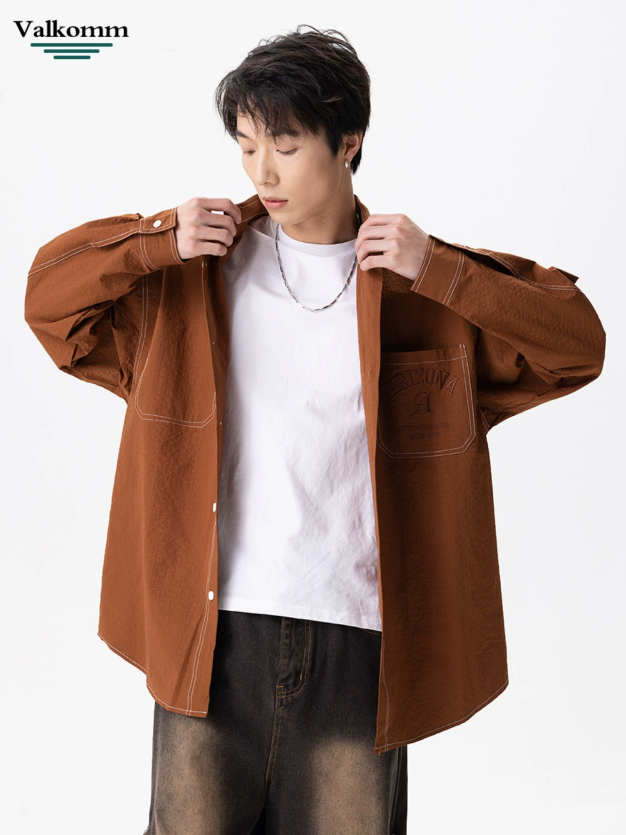 厂家直销男士透气刺绣宽松牛仔外套，春秋休闲薄款高街风格