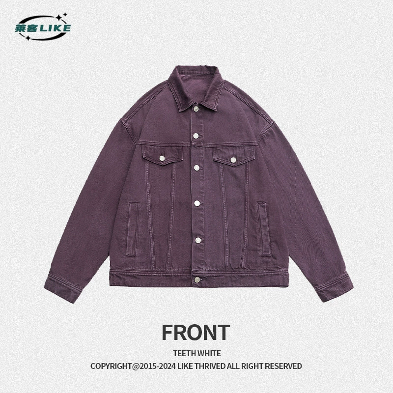 厂家直销男士宽松复古水洗牛仔外套，春秋季透气耐磨，时尚潮流设计