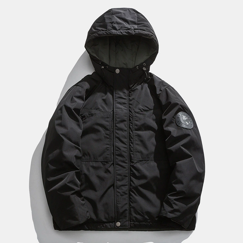 厂家直销男士冬季加厚连帽工装外套，合体型，青春流行风格，多口袋设计，适合日常穿着