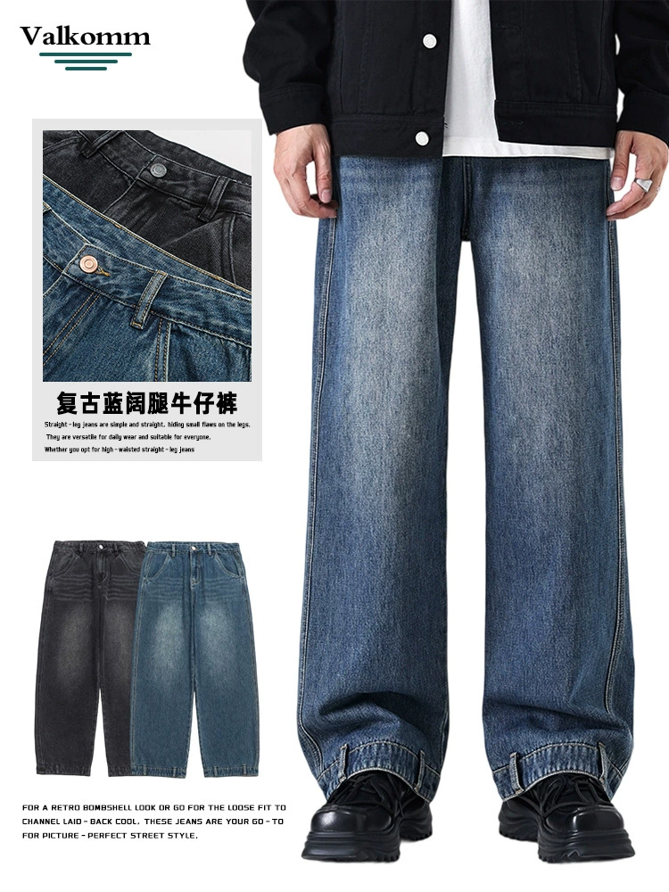 厂家直销男士加绒牛仔裤，修身直筒设计，四季适用，水洗工艺，青春流行款式